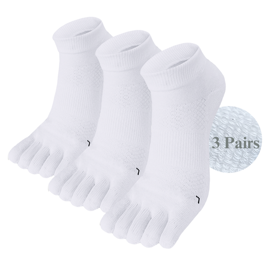 3 Pair of white Cushion Running Toe Socks
