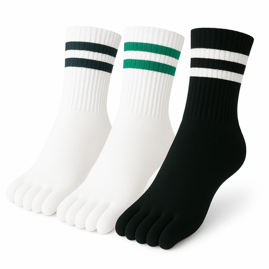 3 pairs of 3 color mix striped quarter toe socks