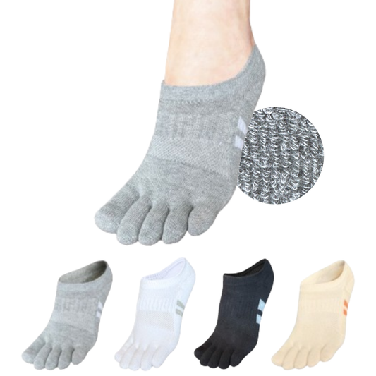 4 Pair of four color mix Cushion No Show Toe Socks