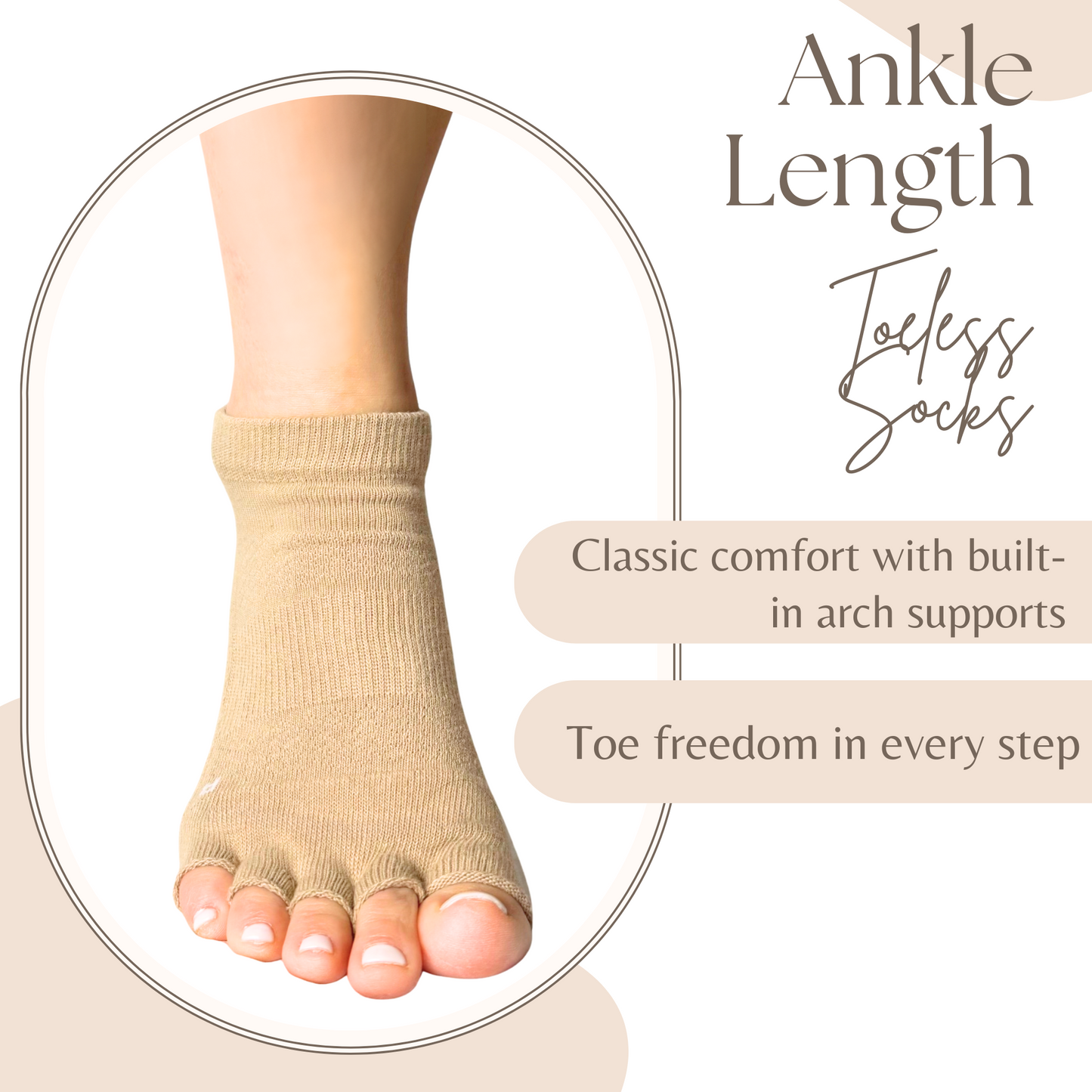 2 Pairs Toeless Grip Socks