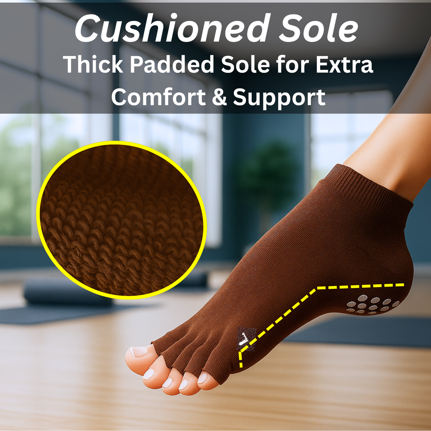 2 Pairs Toeless Grip Socks