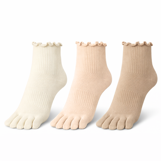Soxsense Women’s Cotton Ruffle Toe Socks, Soft Breathable Ankle Socks with Cute Lettuce Edge, 3 Pairs