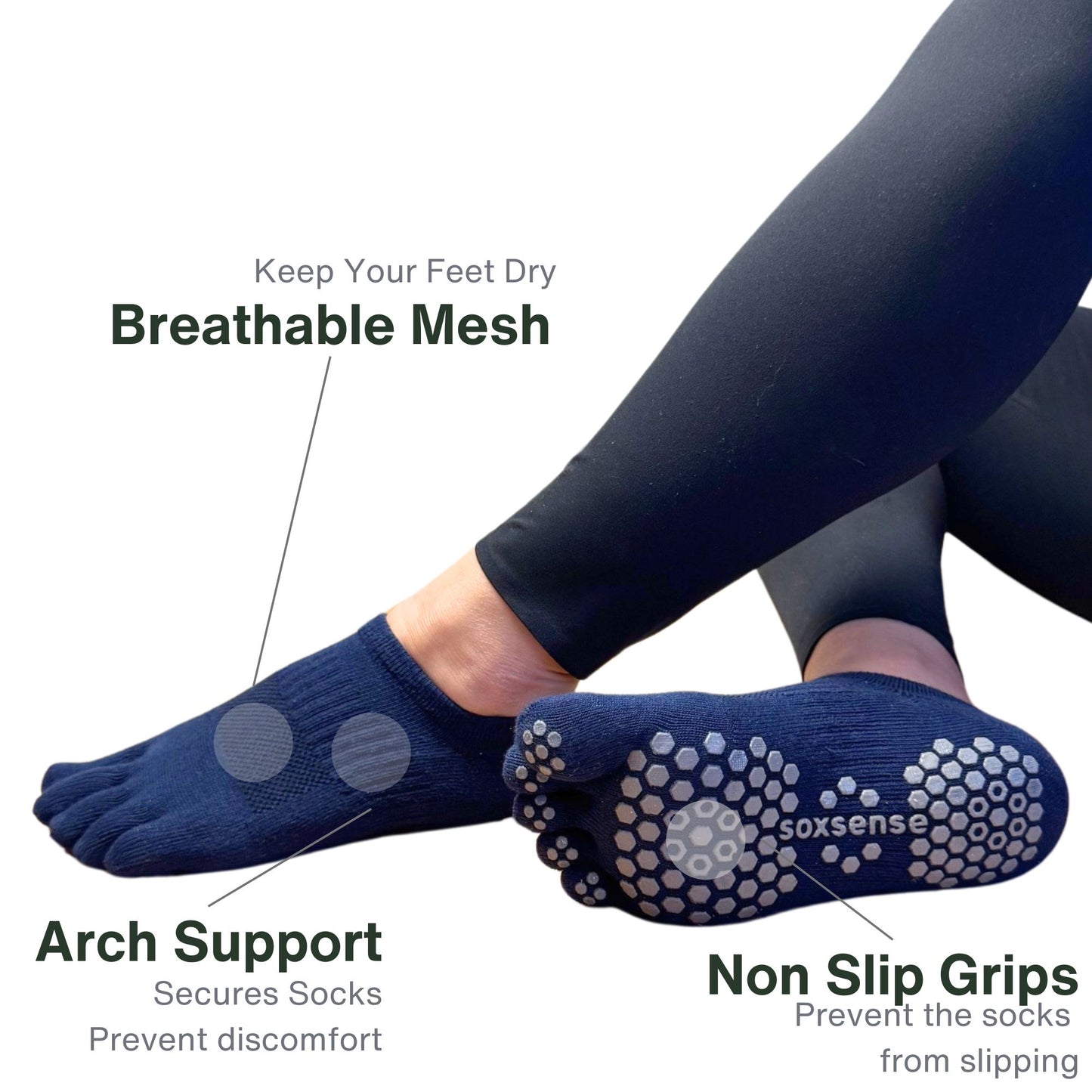 3 Pairs Pilates Grip Toe Socks