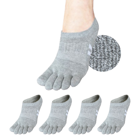 4 Pair of grey Cushion No Show Toe Socks