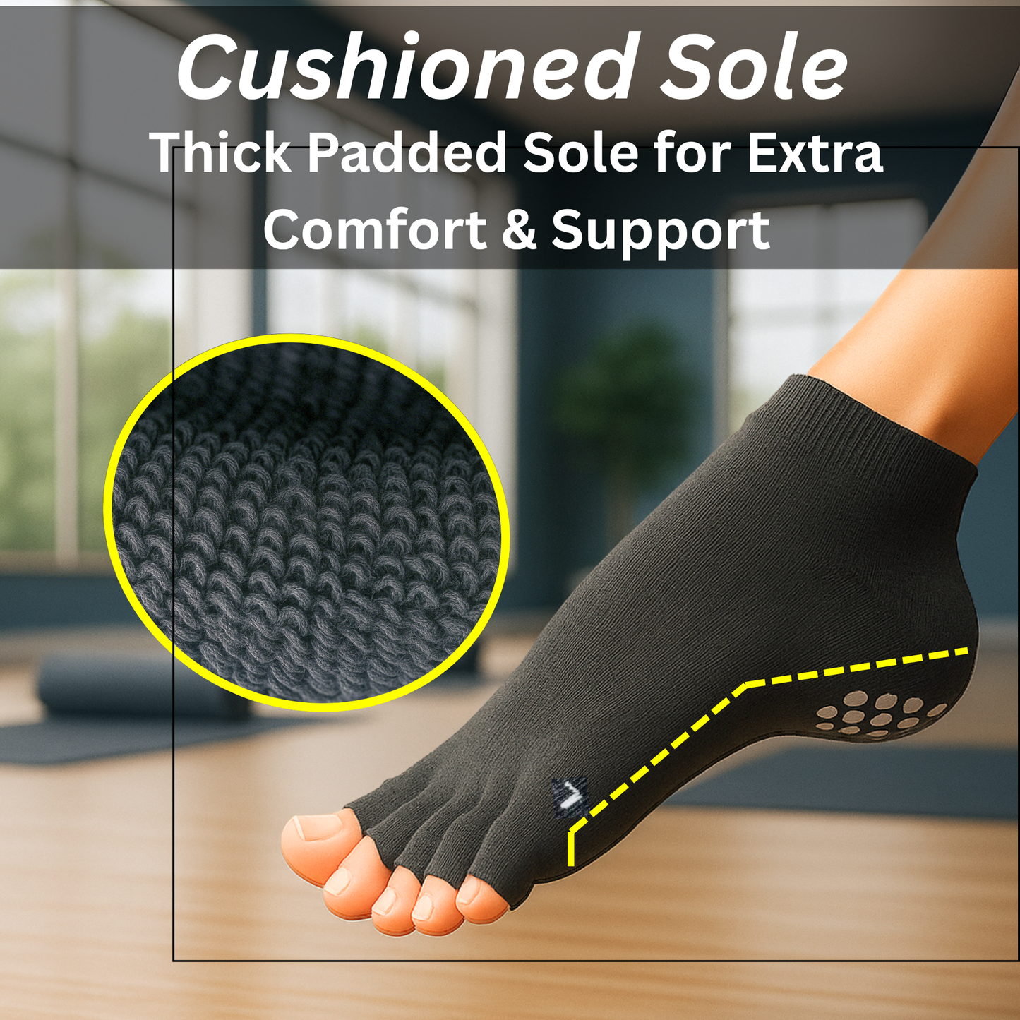 2 Pairs Toeless Grip Socks