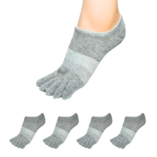 4 pairs of grey no show toe socks