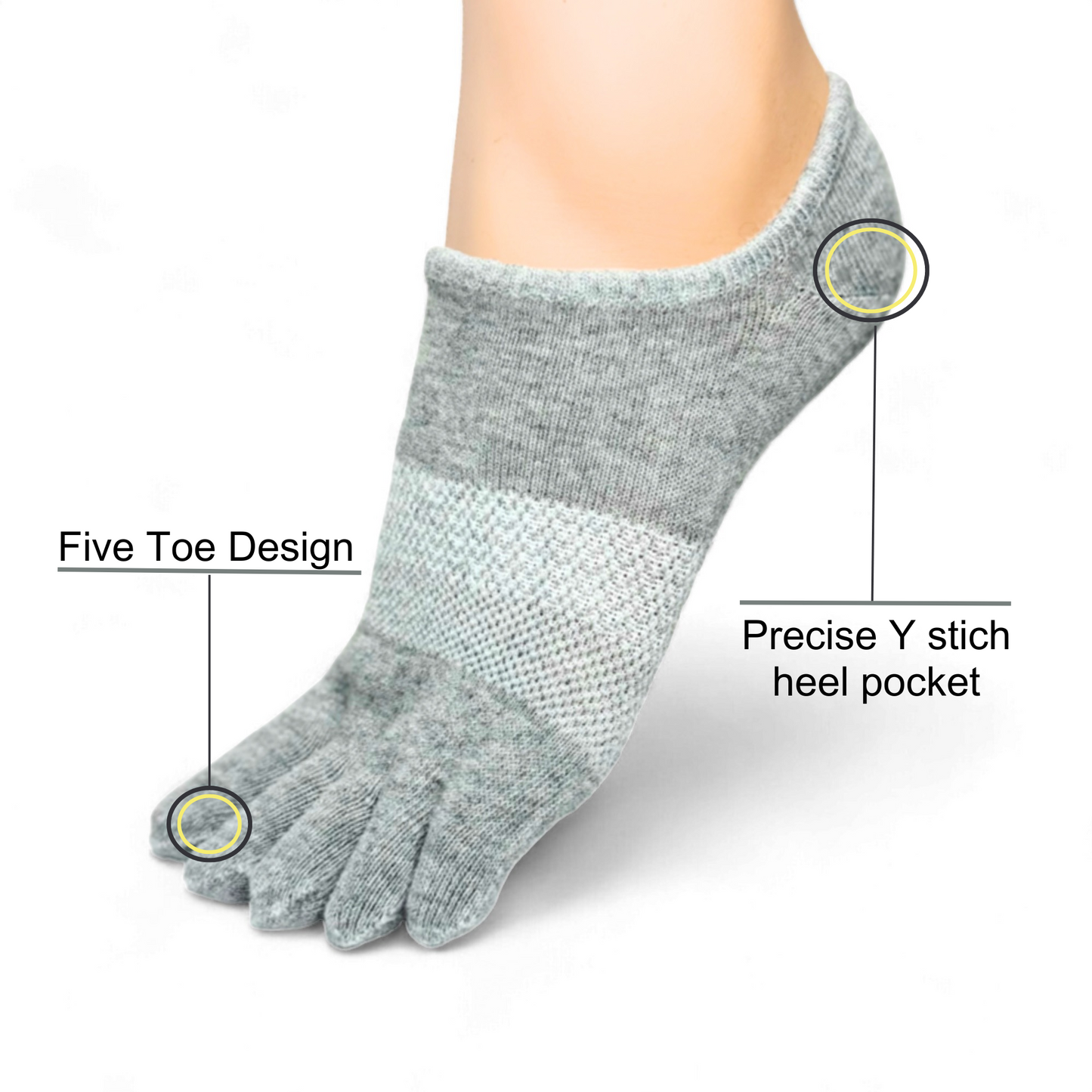 4 Pairs No Show Toe Socks Liner