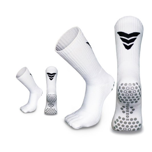 2 Pairs of white Crew Grip Toe Socks with Cushion
