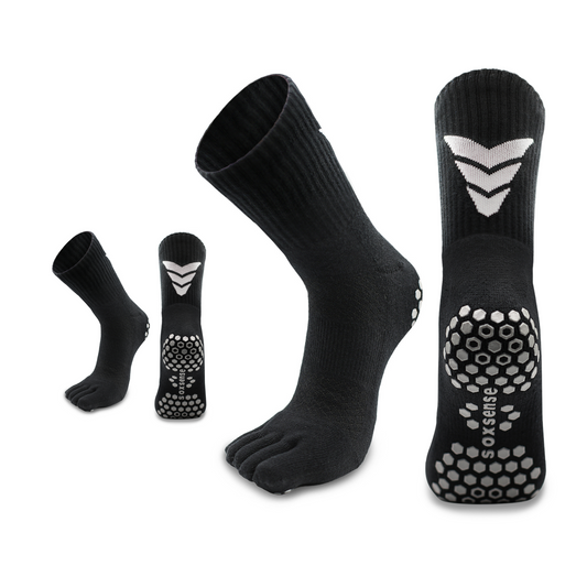 2 Pairs of black Crew Grip Toe Socks with Cushion