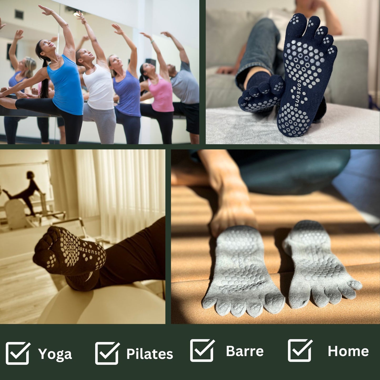 3 Pairs Pilates Grip Toe Socks