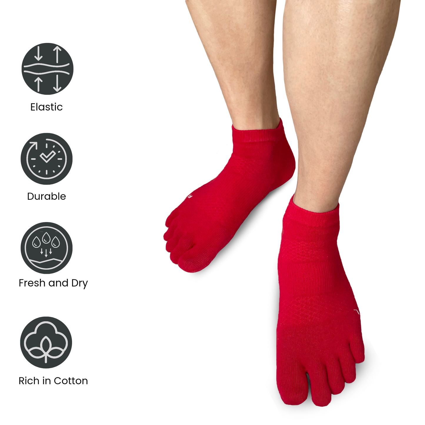 3 Pair Cushion Running Toe Socks
