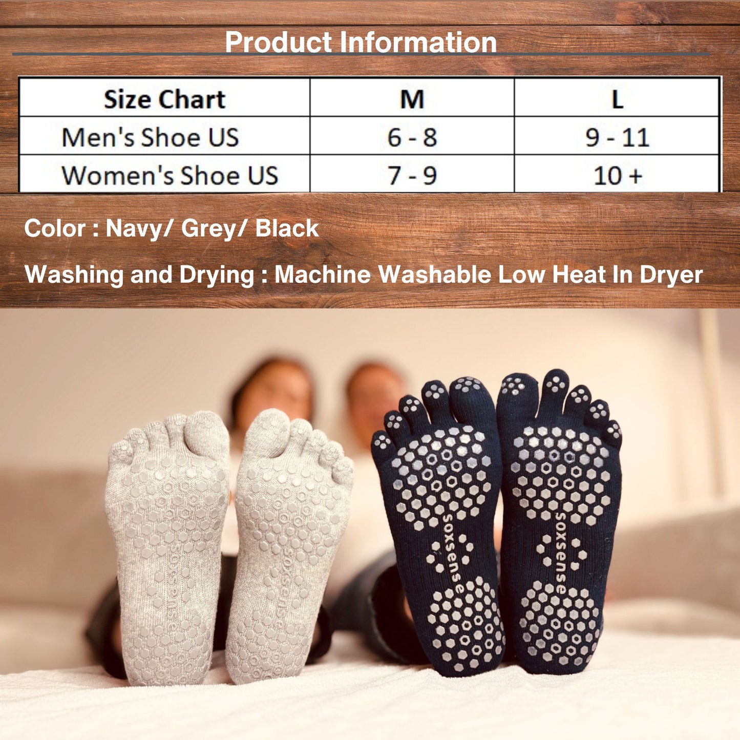 3 Pairs Pilates Grip Toe Socks