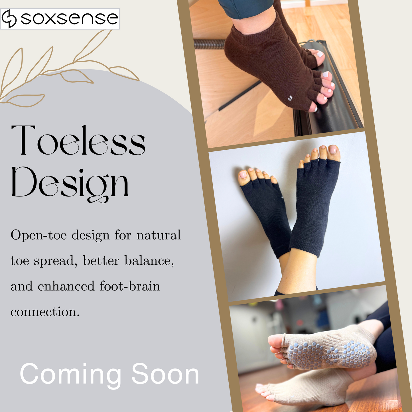 2 Pairs Toeless Grip Socks