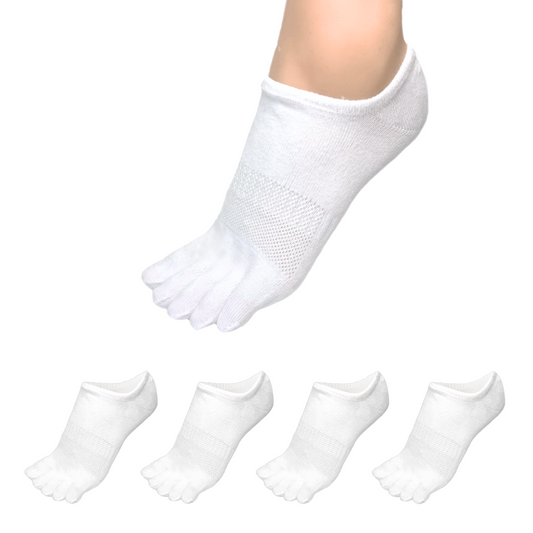 4 pairs of white no show toe socks