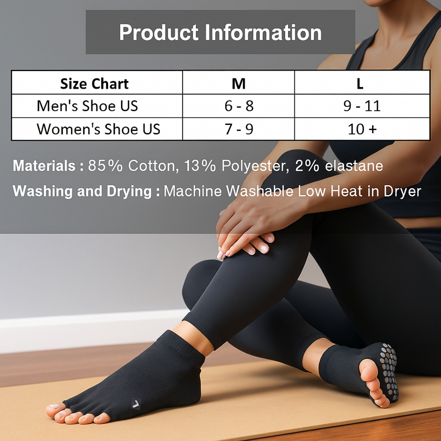 2 Pairs Toeless Grip Socks