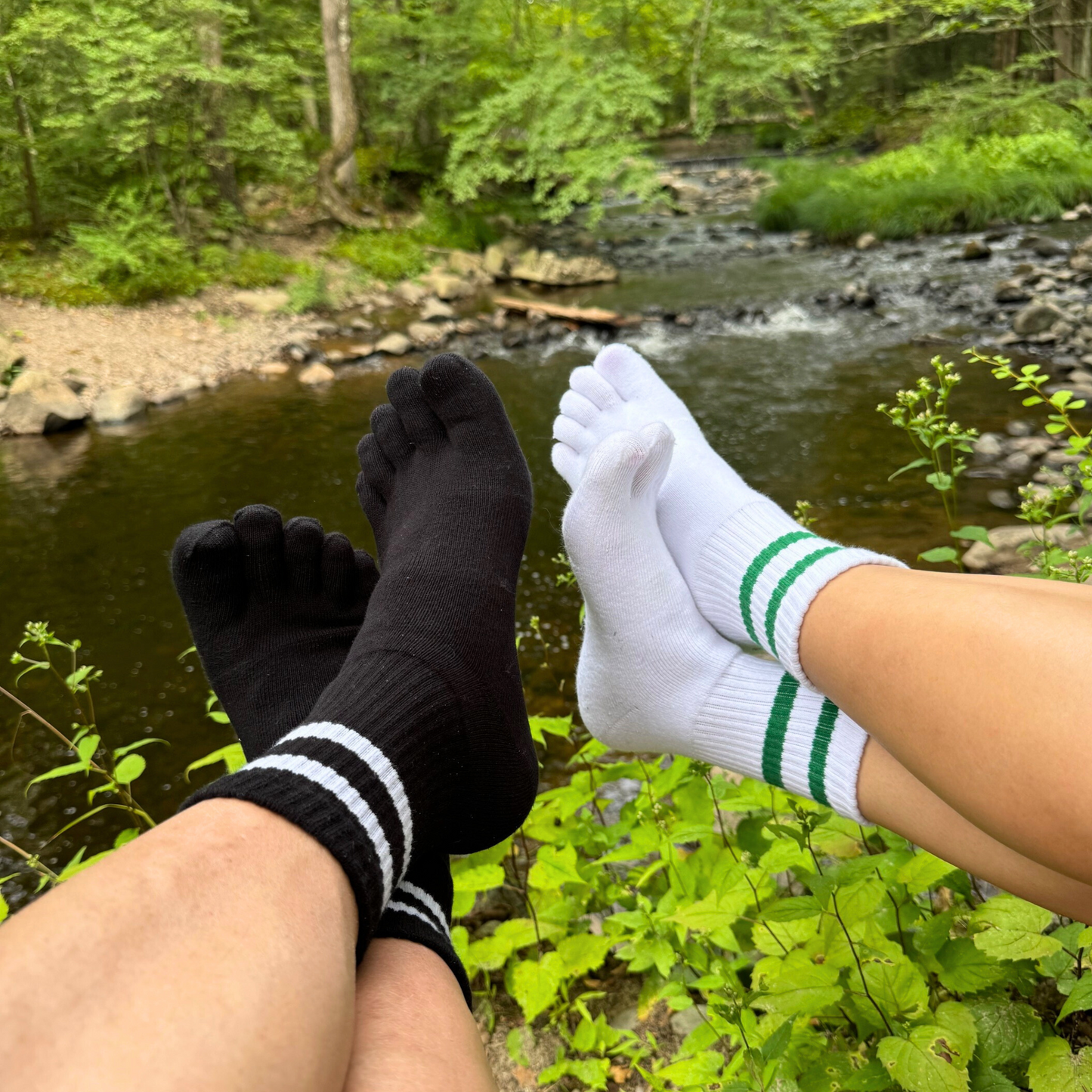 3 Pairs Stripes Quarter Toe Socks