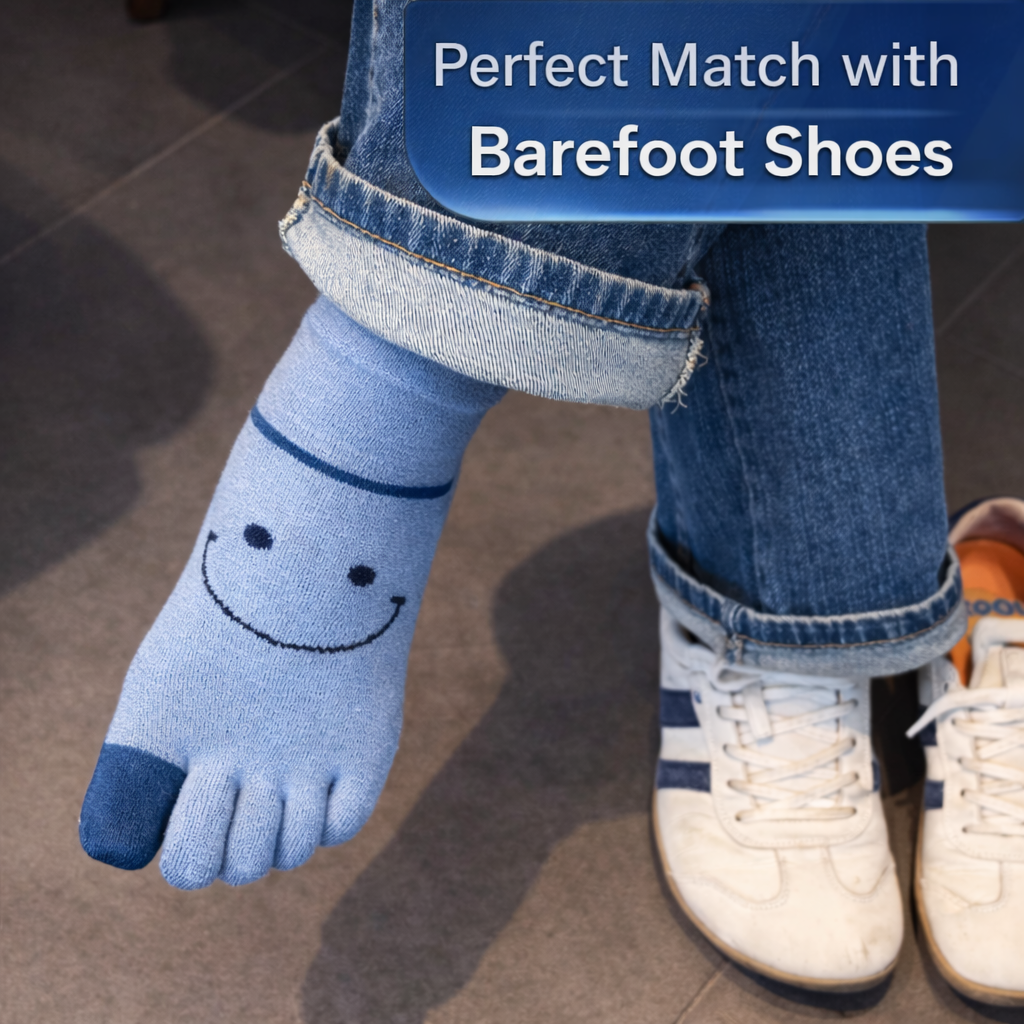 Smiley Cute Pilates Toe Socks with Grips