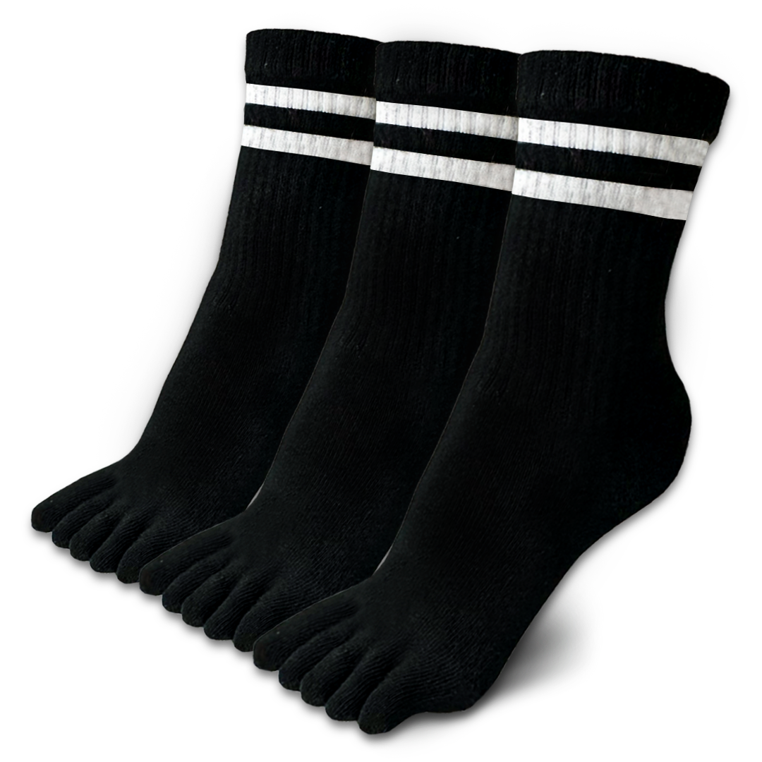 3 Pairs Stripes Quarter Toe Socks